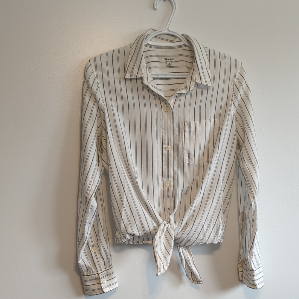 Madewell Striped Button-Down Shirt - White and Black 100% Cotton M